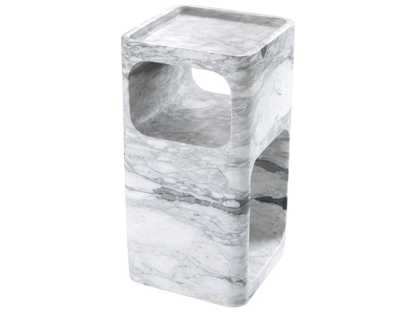Adler Square End Table with Honed White Marble