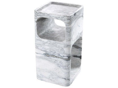 Adler Square End Table with Honed White Marble