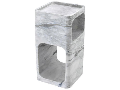 Adler Square End Table with Honed White Marble