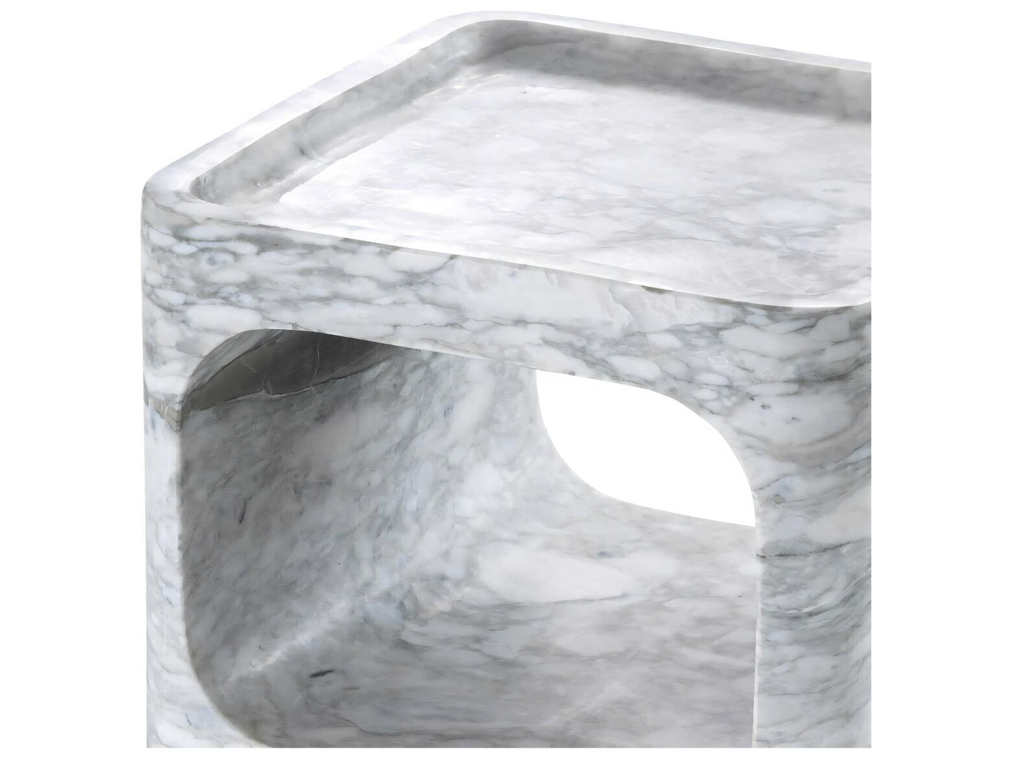 Adler Square End Table with Honed White Marble