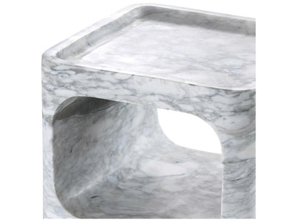 Adler Square End Table with Honed White Marble