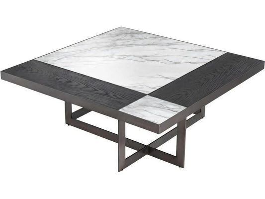 Hermoza Square Coffee Table Mocha Crown Oak Veneer Bronze