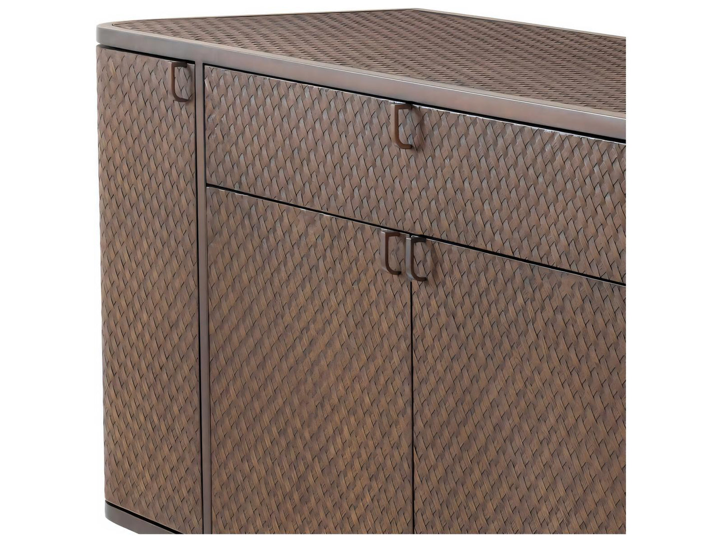 Napa Valley Woven Oak Veneer Dresser with Brushed Brass Frame
