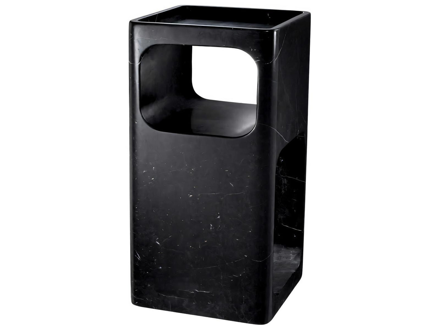 Adler Square Black Marble Side Table Mid-Century Modern