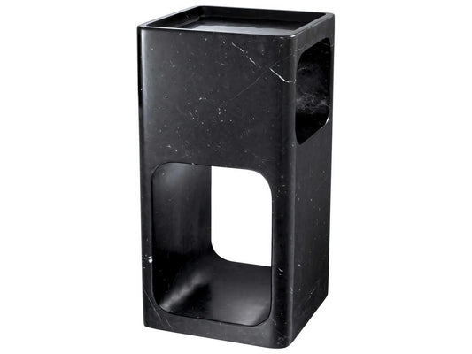 Adler Square Black Marble Side Table Mid-Century Modern