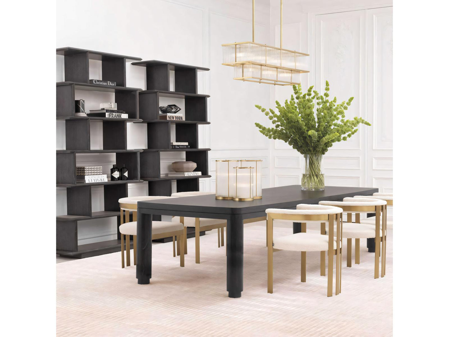 Atelier 118 Inch Rectangle Dining Table in Charcoal Grey Oak Veneer