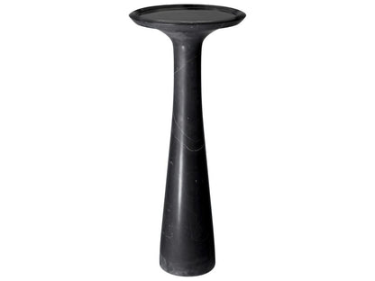 Pompano Round Side Table in Honed Black Marble