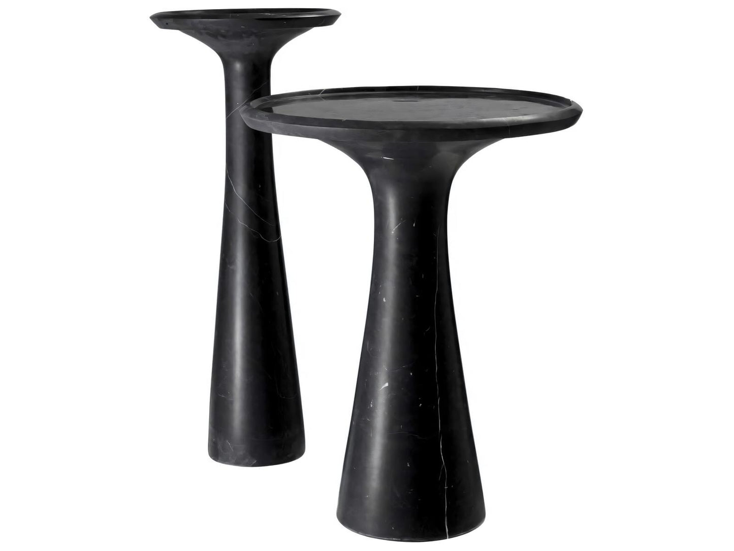 Pompano Round Side Table in Honed Black Marble