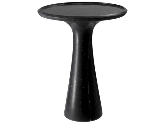 Pompano Low Round Side Table in Honed Black Marble