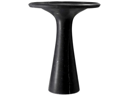 Pompano Low Round Side Table in Honed Black Marble