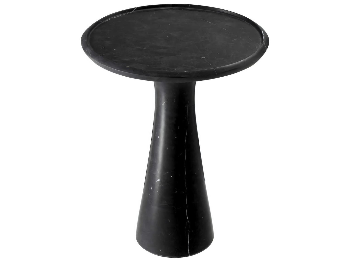 Pompano Low Round Side Table in Honed Black Marble