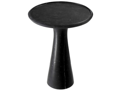 Pompano Low Round Side Table in Honed Black Marble