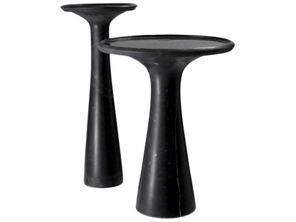 Pompano Low Round Side Table in Honed Black Marble