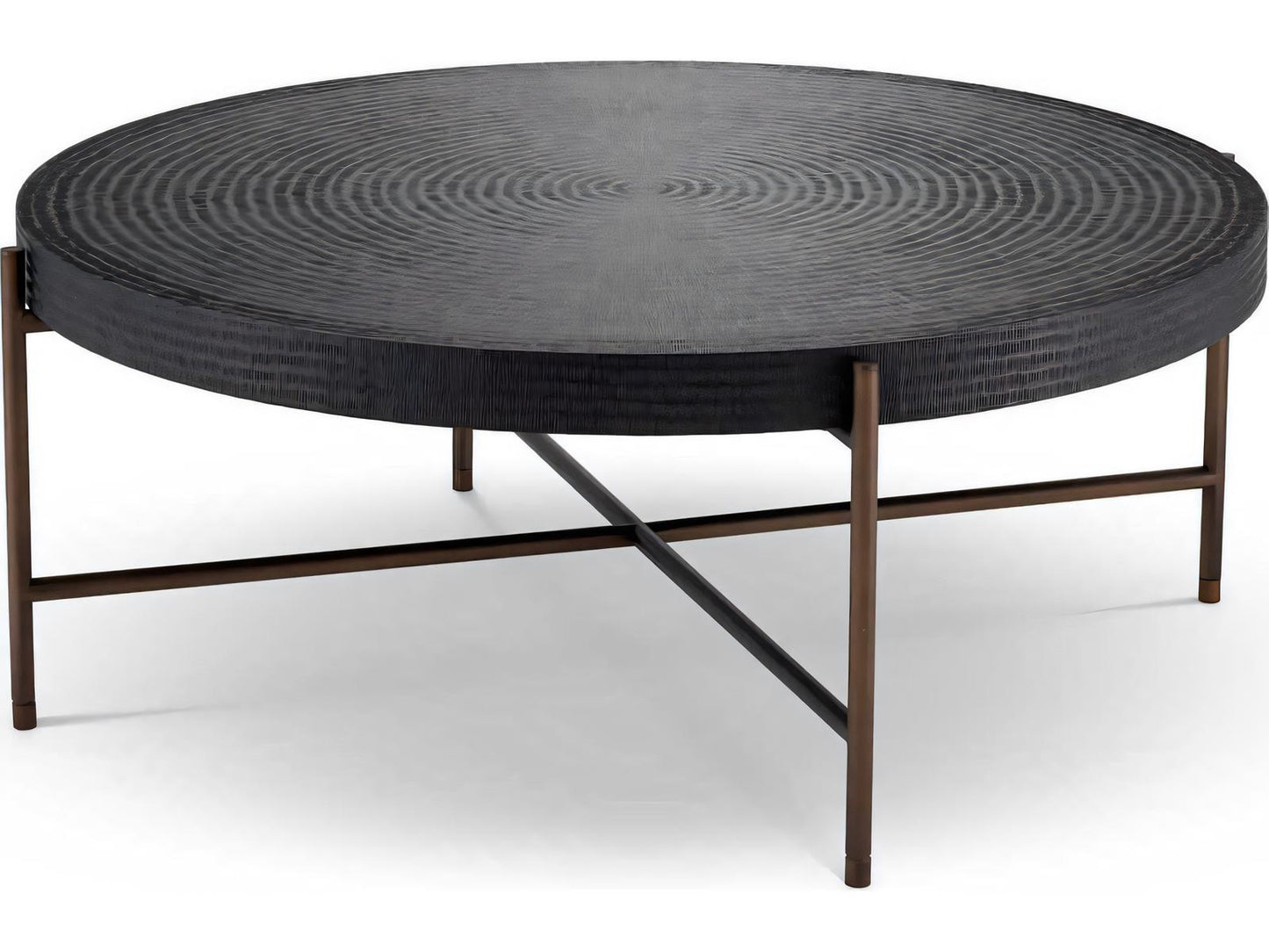 Nikos Round Coffee Table in Gunmetal and Bronze Finish