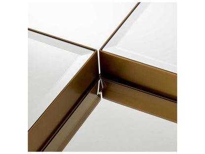 Esposito Set of 4 Coffee Tables Brushed Brass with Bevelled Mirror Glass