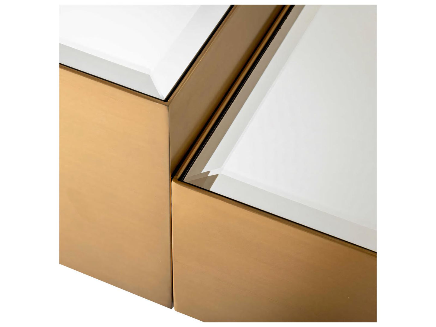 Esposito Set of 4 Coffee Tables Brushed Brass with Bevelled Mirror Glass