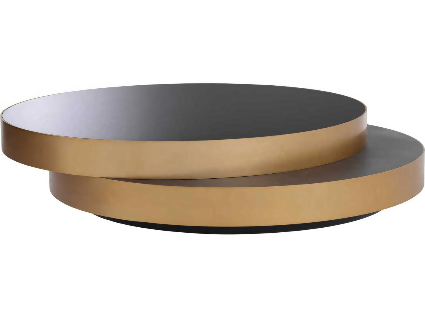 Griffith Modern Glam Coffee Table with Black Glass and Oak Veneer