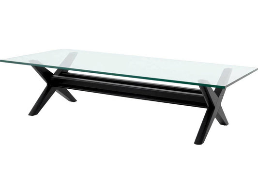 Maynor Classic Black Coffee Table with Glass Top