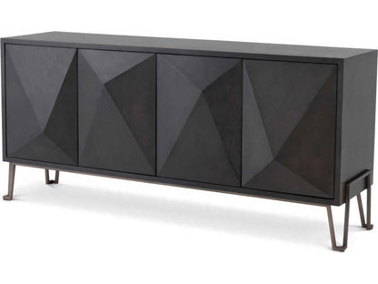 Highland Charcoal Brown Oak Veneer Dresser with Bronze Finish
