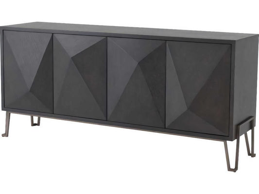 Highland Charcoal Brown Oak Veneer Dresser with Bronze Finish