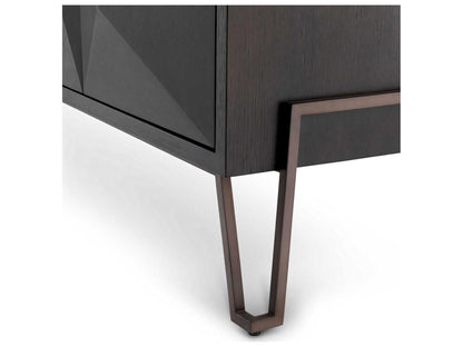 Highland Charcoal Brown Oak Veneer Dresser with Bronze Finish