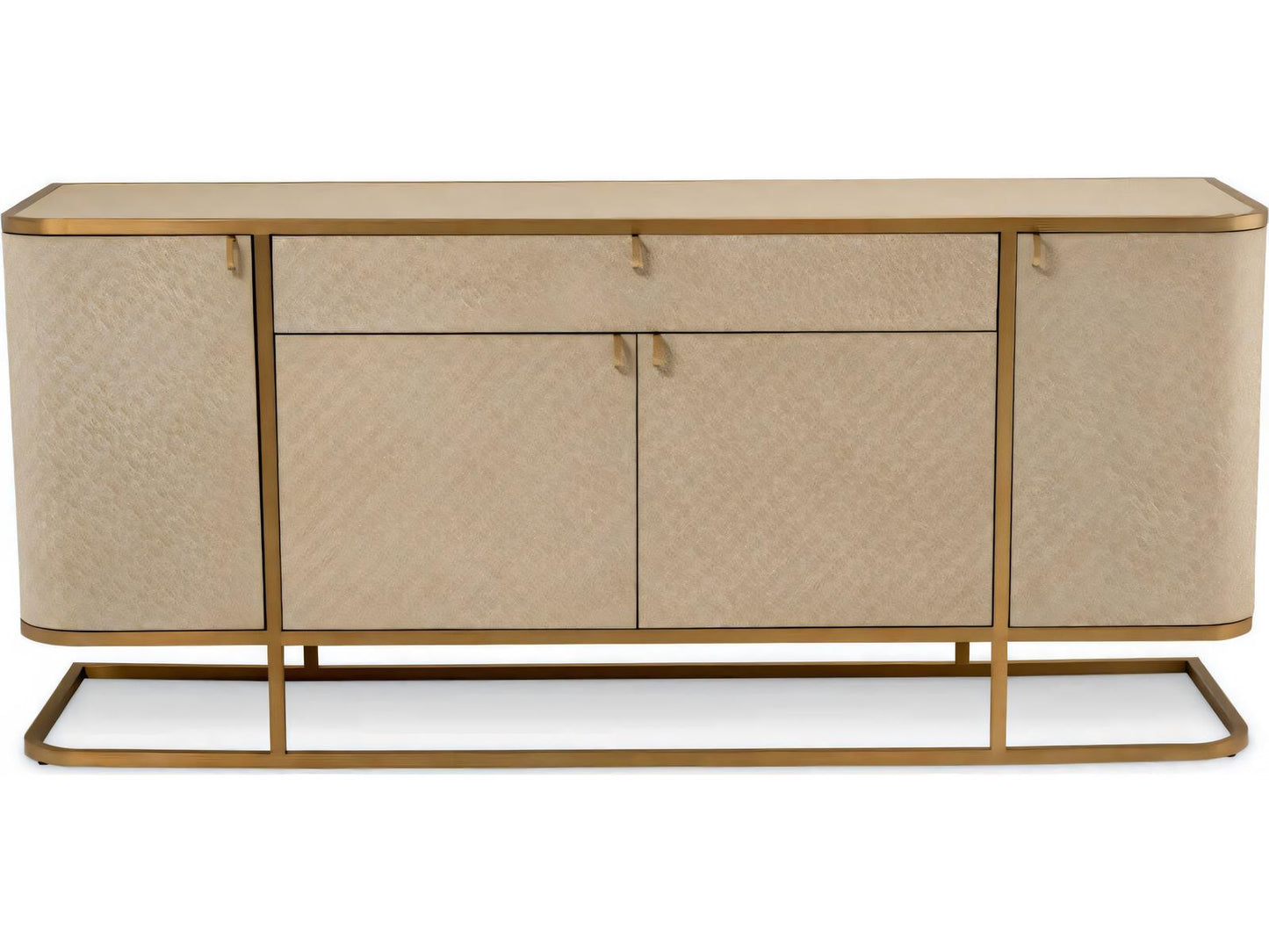 Napa Valley Woven Washed Oak Veneer Dresser with Brushed Brass Frame