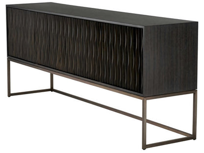 Brayden 4-Door Charcoal Grey Oak Veneer Dresser with Bronze Frame