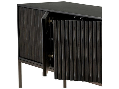 Brayden 4-Door Charcoal Grey Oak Veneer Dresser with Bronze Frame
