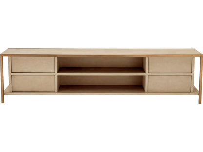 Wilmot Washed Oak Veneer and Brushed Brass TV Cabinet