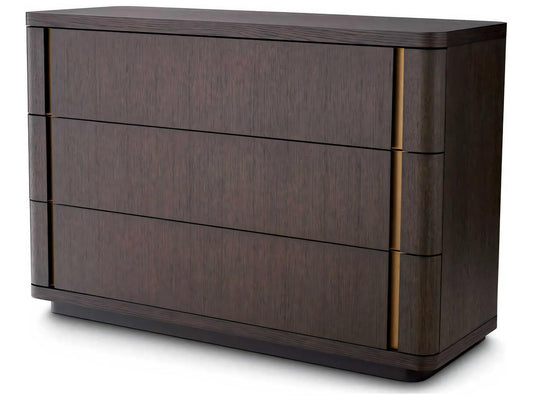 Modesto S Dresser in Mocha Oak Veneer and Brushed Brass