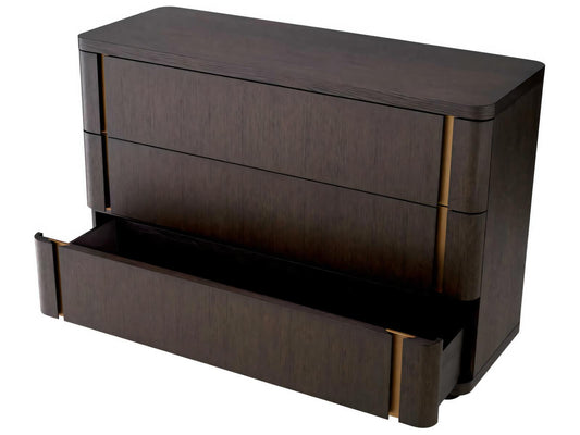 Modesto S Dresser in Mocha Oak Veneer and Brushed Brass