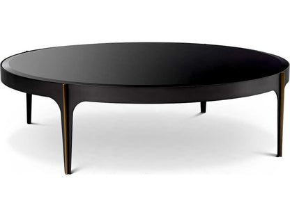 Artemisa L Round Coffee Table in Bronze with Black Beveled Glass