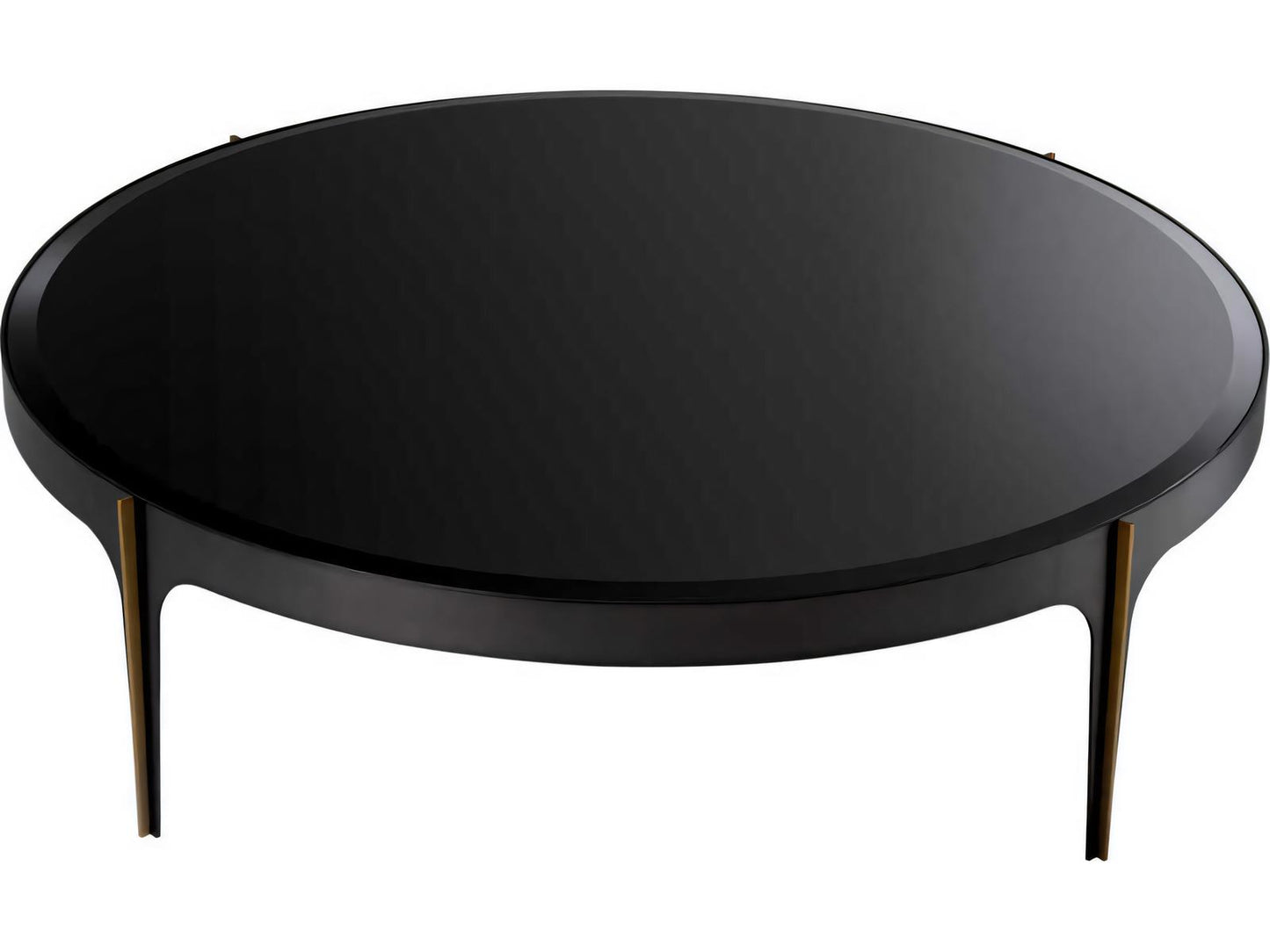 Artemisa L Round Coffee Table in Bronze with Black Beveled Glass