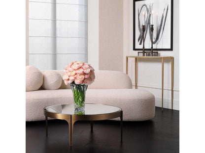 Artemisa Small Round Coffee Table in Brushed Brass and Bronze with Mirror Glass