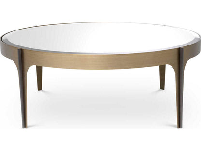 Artemisa Small Round Coffee Table in Brushed Brass and Bronze with Mirror Glass