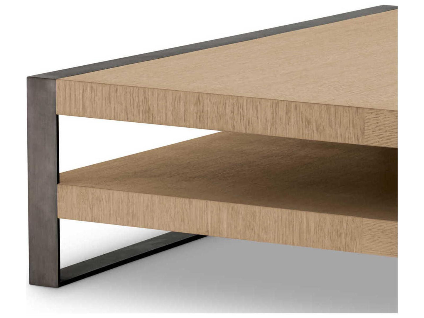 Guinness Square Coffee Table in Natural Oak Veneer and Bronze Finish