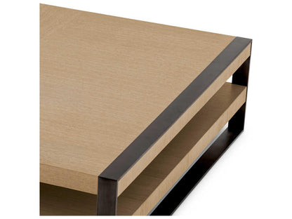 Guinness Square Coffee Table in Natural Oak Veneer and Bronze Finish