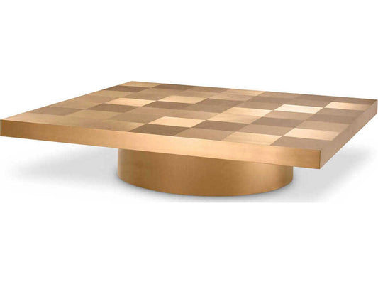 Laporte Square Coffee Table in Brushed Brass
