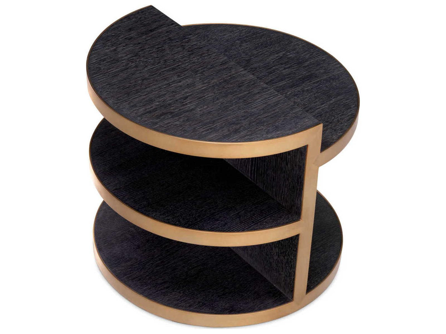 Nilo Round Side Table Charcoal Grey Oak Veneer with Brushed Brass