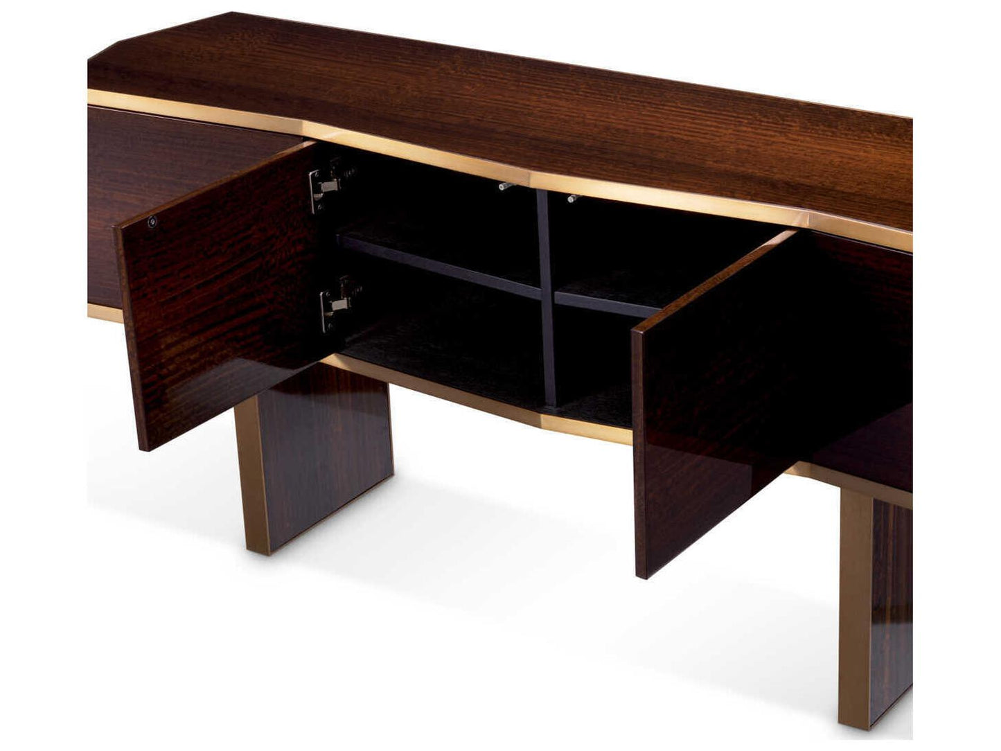 Xenon High Gloss Smoked Eucalyptus Veneer Dresser with Brushed Brass