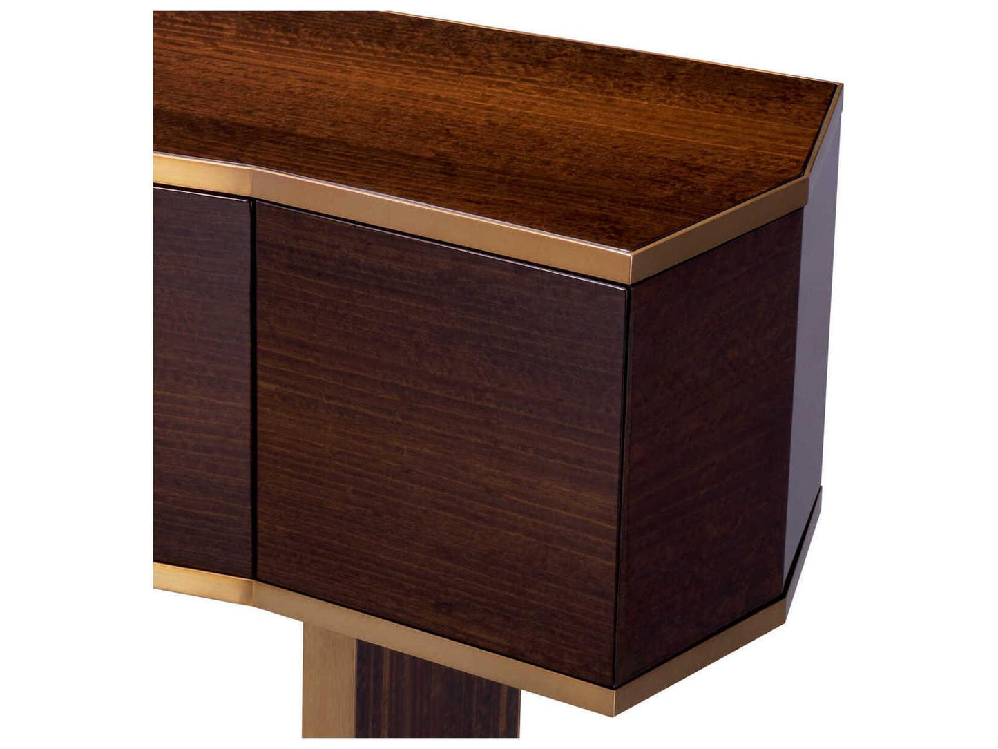 Xenon High Gloss Smoked Eucalyptus Veneer Dresser with Brushed Brass