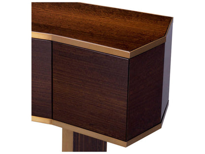 Xenon High Gloss Smoked Eucalyptus Veneer Dresser with Brushed Brass