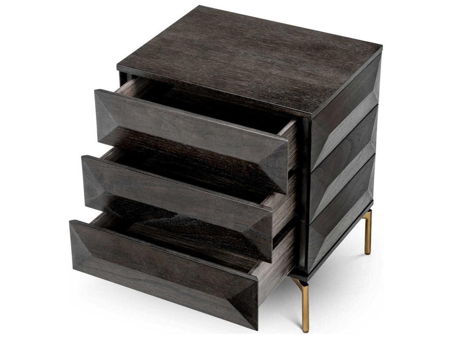 Denver Mocha Oak Nightstand with Brushed Brass Finish