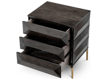 Denver Mocha Oak Nightstand with Brushed Brass Finish