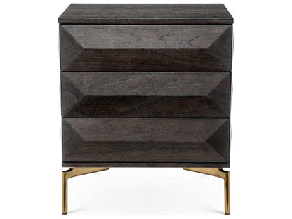 Denver Mocha Oak Nightstand with Brushed Brass Finish