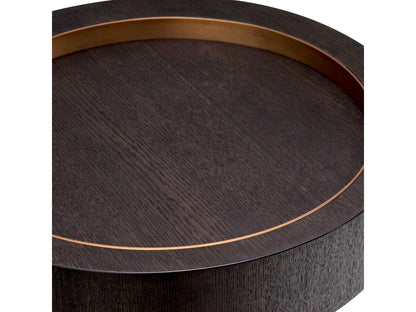 Otus Round Side Table Mocha Oak Veneer with Brushed Brass Finish