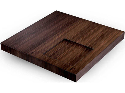 Otus Square Coffee Table in Eucalyptus High-Gloss Veneer and Bronze