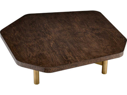 Oracle Square Coffee Table in High Gloss Maple Veneer and Brushed Brass