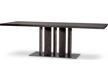 Julius Rectangle Dining Table in Mocha Oak Veneer with Bronze Finish