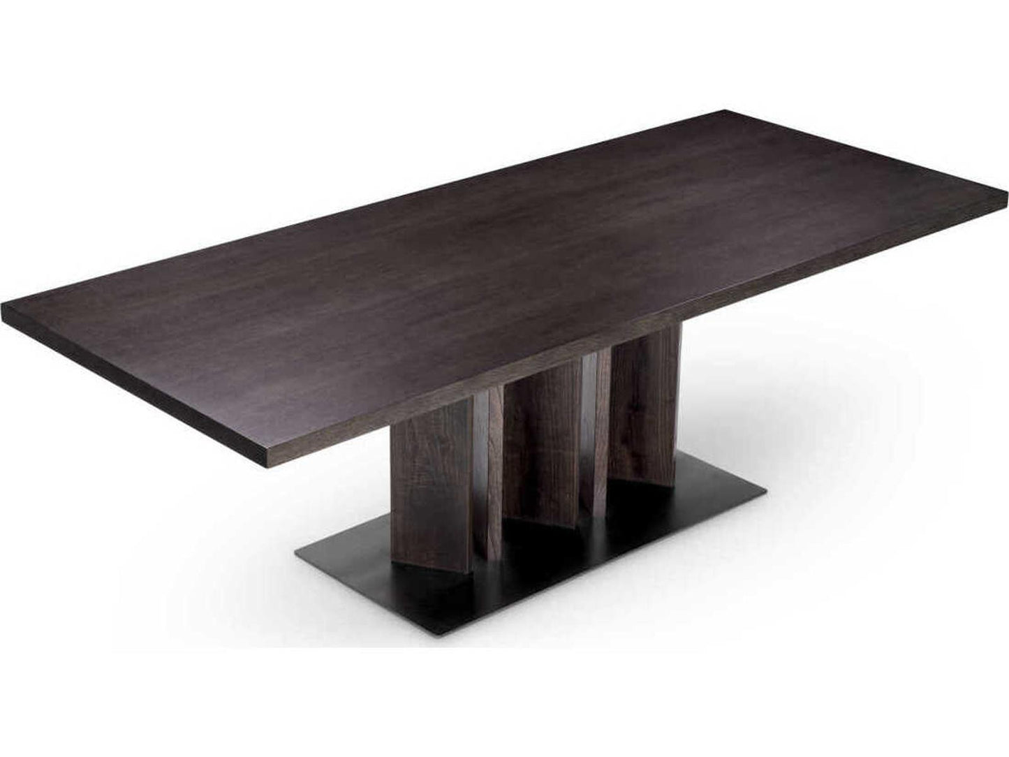 Julius Rectangle Dining Table in Mocha Oak Veneer with Bronze Finish